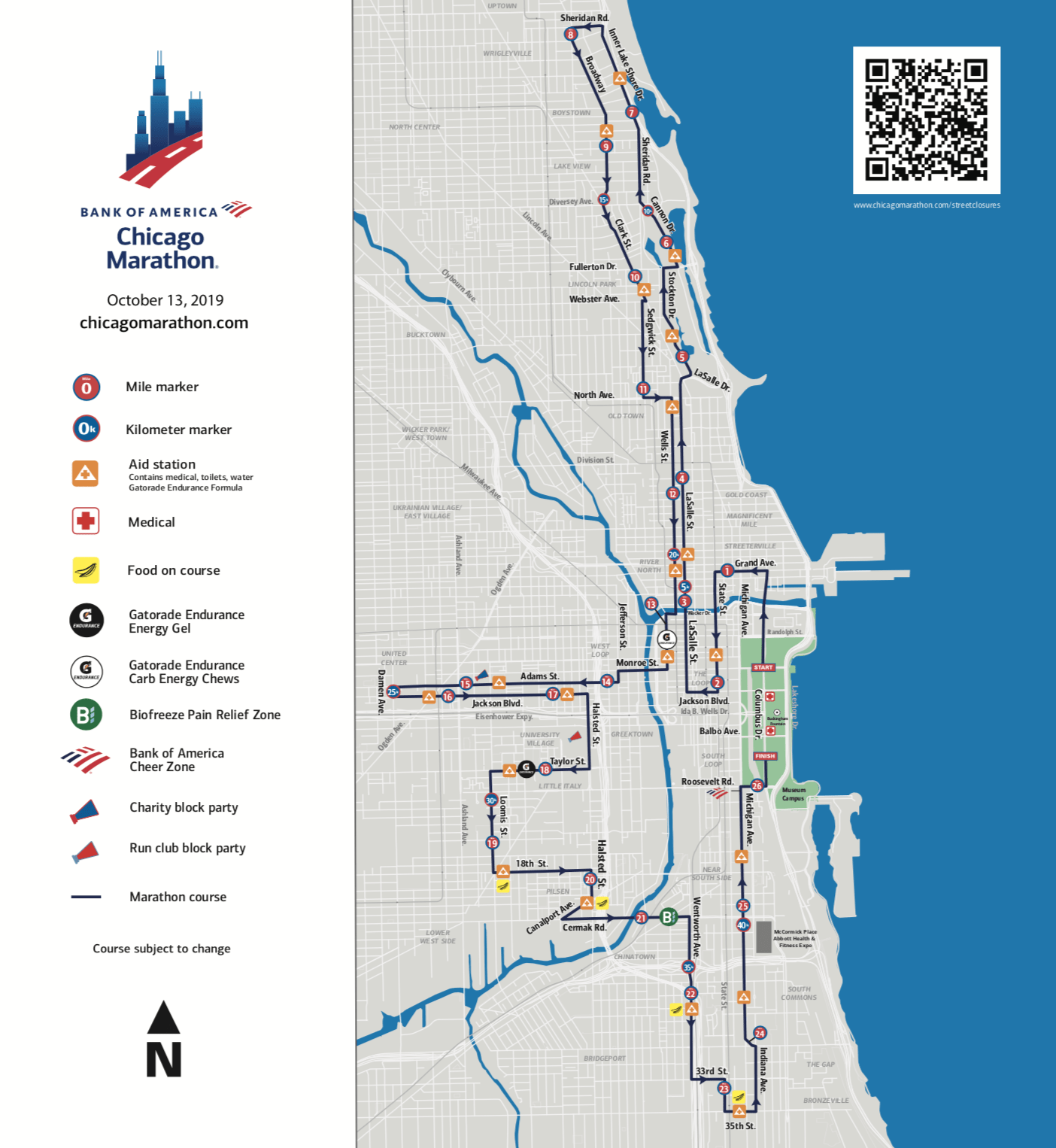 CW26 Chicago Marathon Map and Street Closures